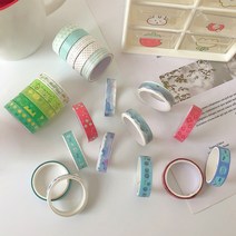 올곧음 마스킹 마킹 테이프 디자인 마테 5pcs 세트, 수채화