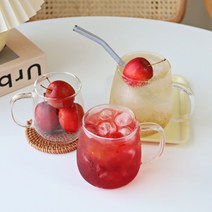 우유컵 빈티지유리컵 하이볼 아이스커피잔, 예쁜유리잔 항아리머그(대)550ml