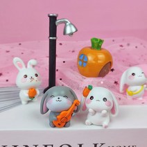 DsdMat 토끼띠 장식품 미니어처 토끼 4마리 세트