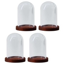 유리 클로체 돔 베이스 테라리움 포함 컨테이너 DIY 유리 디스플레이 돔 장식 탁상 정원 웨딩 사무실 4 개, Dome Brown Base