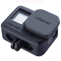 Kiowon 실리콘 케이스 GoPro Hero 8 Black 전용(본체 케이스+렌즈 커버+핸드 스트랩) 웨어러블 카메라 액세서리(검정)