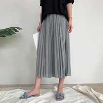 마이시즌 여성 청순 여신 플리츠 롱 스커트