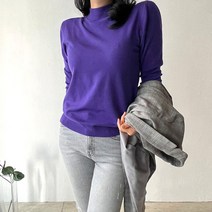 네모엔룩 여성용 하프넥베이직 비스코스 반목 기본핏 여성용 레이어드 이너 10색상 하프넥 니트 NL