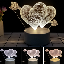 아크릴 하트 3D 무드등 USB LED 침실 거실 테이블조명