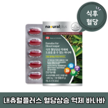 내츄럴플러스 식후 혈당상승 억제 바나바 크롬 셀레늄 아연 비타민C 식약처 2개월분 87g, 60정×2개