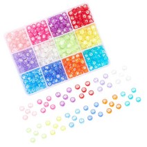 GHSHOP 600pcs 보석 만들기에 대 한 라운드 편지 비즈 diy 목걸이에 대 한 아크릴 알파벳 비즈 열쇠 고리 만들기, 기준, 여러 가지 빛깔의