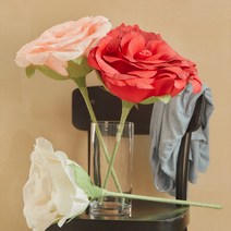 자이언트 페이퍼 플라워 대형 한 송이 로즈 장미 꽃다발 - 레드