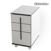 루소 3단 서랍 책상서랍 서랍장 사무용 이동식 바퀴, 아이보리-블랙손잡이