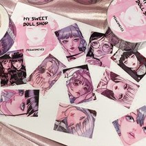 [천삼백케이] [페가콘아이즈] MY SWEET DOLL SHOP 우표 마스킹테이프, 단품