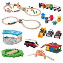 이케아 원목 자석 기차 중장비 놀이 세트 전동 장난감 자동차 릴라보 레일 모형, 10. 장난감 피규어 세트