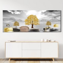 [인메이블] 돈들어오는 황금 돈나무 그림 거실 풍수 인테리어 대형 와이드 캔버스 액자 집들이 개업 선물, 10.환생 금나무, 캔버스액자, 초대형 [186x70cm]