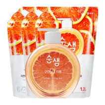 순샘 구연산X자몽 주방세제(용기 500ml 1개+리필1.2L 3개) 순샘은 자연세정성분으로 마음놓고 사용할수있는 좋은 주방세제 구연산과 자몽 추출물로 깔끔한 세정과 상큼한 설거지, 1set