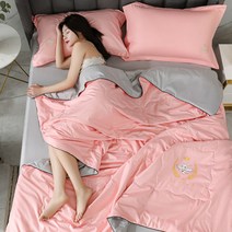 순면 여름 시원한 워싱 양면 항균 차렵이불, 핑크색