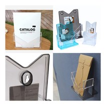 1단 디자인 카달로그 브로셔 꽂이 A6-검정 쿠폰박스 아크릴홀더, A4-투명