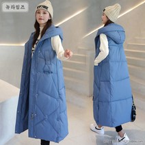뉴타임즈 여성 후드 롱 패딩 조끼 A28
