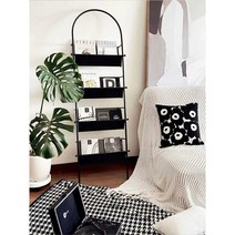 북유럽 매거진랙 잡지꽂이 철제 수납 책장 거치대, 검은색 잡지 책장