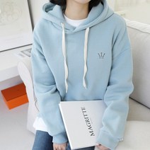 빼빼 여성용 따듯양기모 옆트임 왕관자수 후드티셔츠