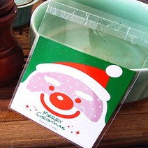 피케이몰 20장입 X-mas 스마일 산타 사각 OPP 포장지 소품 포장용 봉투, 20장(1세트), 단색