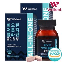 [웰리트(Welleat)] HACCP인증 비오틴 저분자콜라겐 올인원 정 (600mgx60정), 2개