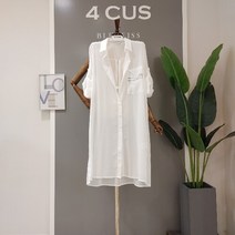 DB_ 4CUS 레터링 롤업 쉬폰 롱블라우스 (FM1F7BL07799)