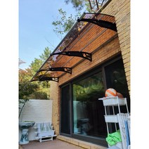 캐노픽스1270x4200주택 캐노피설치 현관 창문 비가림 차양 처마 지붕 렉산 테라스 데크 어닝 가림막 옥상 컨테이너 비가리개 채양 징크판넬 출입문 비막이 필로티 주차장 비가림막, 그린, 회색, 세트앙카