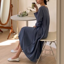 에브리나나 / 말랑텐션 링클 뒷주름 롱원피스