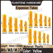 석고 보드 앙카 피스 벽플라스틱 앵커 볼트 확장 파이프 태핑 나사 열 플러그 프레임 고정 튜브, 14