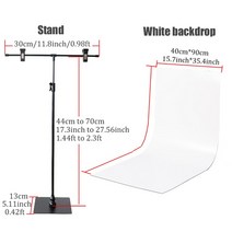 BFOLLOW T자형 스탠드 PVC 배경 키트 제품 사진 촬영용 화이트 블랙 브래킷 스튜디오 세트, 08 30cm Stand White