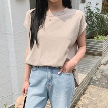 여자 돌만 언발 빅사이즈 민소매티 티셔츠