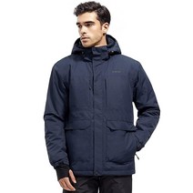 FREE SOLDIER 남성용 방수 스키 재킷 플리스 안감 따뜻한 겨울 스노우 코트 후드 전체 테이프 솔기 (미드나잇 네이비 XL)