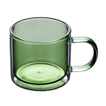 다채로운 이중벽 컵 – 8 oz / 250 ml – 차 커피 에스프레소 등을 위한 1PC 단열 유리 컵, 아보카도 그린