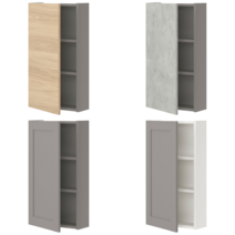 이케아 욕실 벽수납장 ENHET 엔헤트 벽수납장 + 선반2/도어 그레이/그레이 프레임 40x17x75 cm