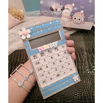 여성스러운 귀여운 블링블링 비즈 큐빅 핸드폰 크기 계산기 휴대용계산기 캐릭터 전자계산기 여자친구 선물용 소품, S.플라워스카이(음성)