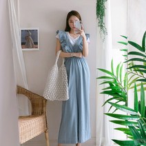 요시아나 [당일발송] 프롬 점프 수트 SET(티셔츠+점프수트)