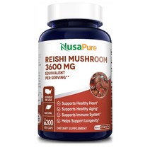 NusaPure 버섯 추출 영지 900mg 200캡슐 해외, 4개
