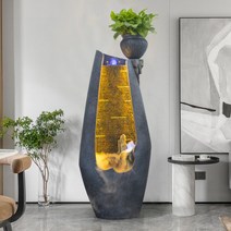 인공 폭포 가습기 조명 분수대 행운 비석 안개 장식, C타입 실내 분수 가습기