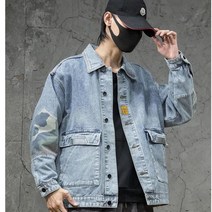 FANSYLI 남성 데님 코트 봄 가을 캐주얼 재킷 9F