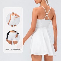 테니스연습기 테니스볼머신 테니스용품 여자 테니스 드레스 슬링 빠른 건조 통기성 골프 요가 스포츠, White+M