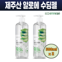 에코에니어 제주산 알로에 수딩젤 올인원 퓨어 알로에베라 500ml x2병 녹차 병풀 추출물 판테놀 시원한 쿨링효과 수분케어 진정