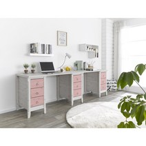 유일가구 유플러스 2인용책상, 워시핑크