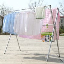 X자 스테인레스 베란다 발코니 간단 건조대, 2.0m 건조대 + 후크