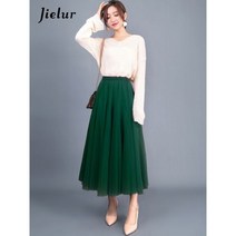 -스커트 여성용 3 겹 공주 튤 메쉬 플리츠스커트 Saia 여성 Jupe 여름 투투 스커트 가을