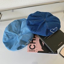 봄 일본 스타일 모든 일치 사랑 데님 베레모 큰 머리 둘레 스타일 패션 인터넷 유명인 얼굴-보여주는 작은 화가 모자