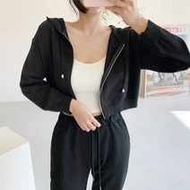 라뮤엣 데일리 미니 숏 크롭 집업 니트 후드 가디건