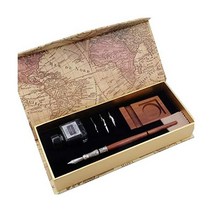 GC QUILL 앤티크 나무 줄기 펜 수공예 서예 세트 딥닙 쓰기 케이스 블랙 잉크 홀더 카트리지 LL182