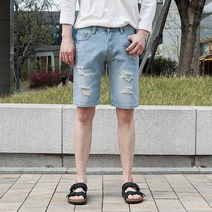 댄디보 아쿠아 데미지 아이스워싱 5부팬츠 남성청반바지