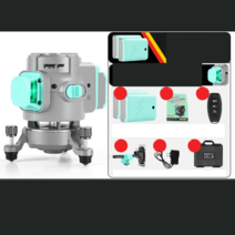고정밀 레이저 레벨기 수평계 수직 각도 크로스 적외선 오토 미니 양방향 바닥, 8라인세트