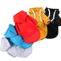 도그월드 소형견 중형견 대형견 포켓 기모후드티 XS~5XL, 포켓 기모 후드티 노랑