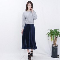 홀리우먼 홀리 여성 주름 밴딩 펄 플리츠 롱 스커트