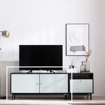 [에몬스홈] 휴이 다용도 거실수납장 1200 도어형, 색상:민트+다크그레이